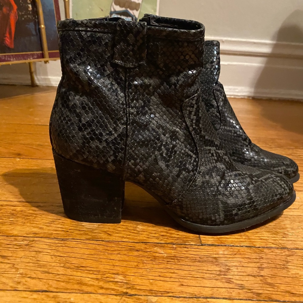 Faux snake print bootie
